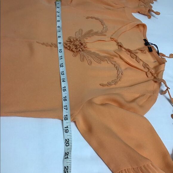 Kobi Halperin Eda Orange Peach Long Sleeve Silk Tie Front Blouse Size Small - Picture 4 of 7